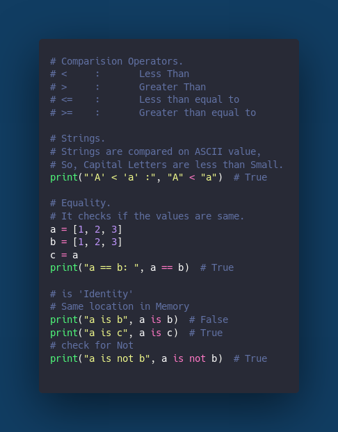 Comparison Operator. 