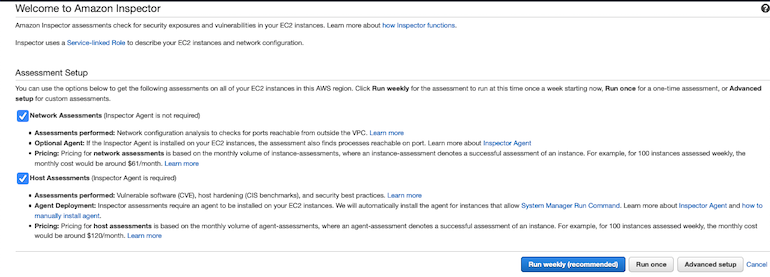 AWS Made Easy | AWS Inspector welcome page.